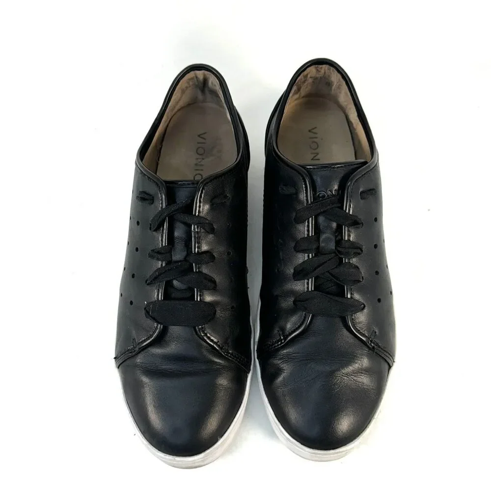 Vionic Keke Leather Lace Up Low Top Casual Shoes Black Women's Size 9.5